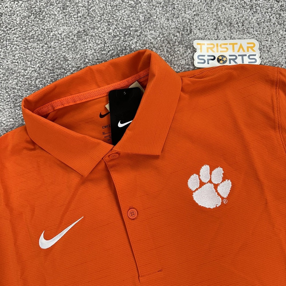 Clemson Tigers Shirt Mens Medium Orange Football Nike Dri Fit Polo On Field
